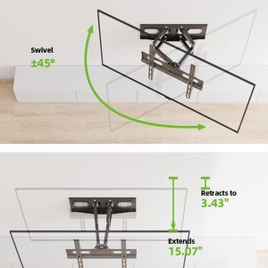 USX MOUNT TV Wall Mount for 32-65 inch Flat Screen/LED/4K up to 110lbs, Full Motion TV Mount Bracket with Swivel & Tilt Articulating Dual Arms, Max VESA 400x400mm, Fits 12/16" Wood Studs - Image 7