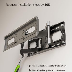 USX MOUNT TV Wall Mount for 32-65 inch Flat Screen/LED/4K up to 110lbs, Full Motion TV Mount Bracket with Swivel & Tilt Articulating Dual Arms, Max VESA 400x400mm, Fits 12/16" Wood Studs - Image 5